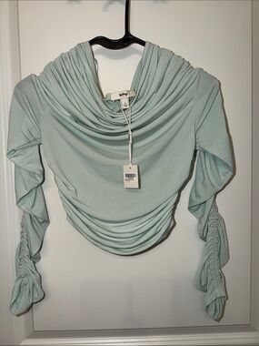 Khy Light Mint Draped Ruched Top Size S
